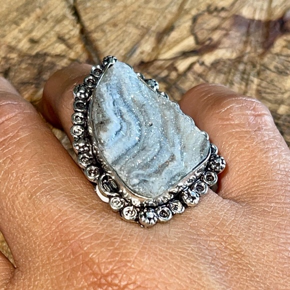 Dessert Gray Drusy Ring Size 7 - Picture 3 of 7